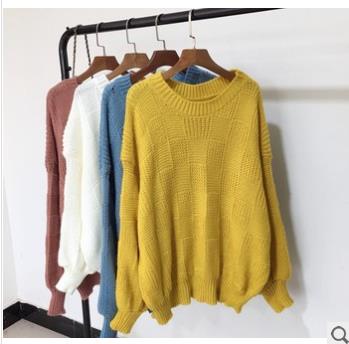 Loose pullover plus fat women's slouchy Korean version of top sweater sweater big size