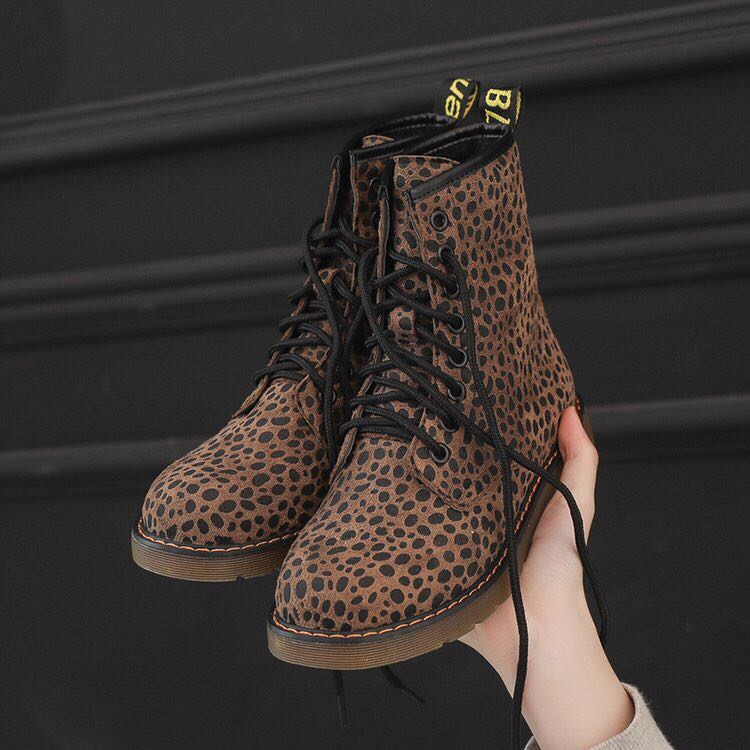豹纹马丁靴新款