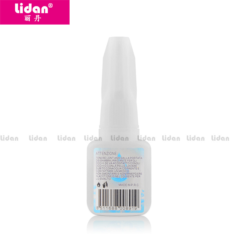 Lidan/ Lidan Nail Care Products Wholesale 10g nail glue water blue bottle with brush Nail glue in stock Application Scenario