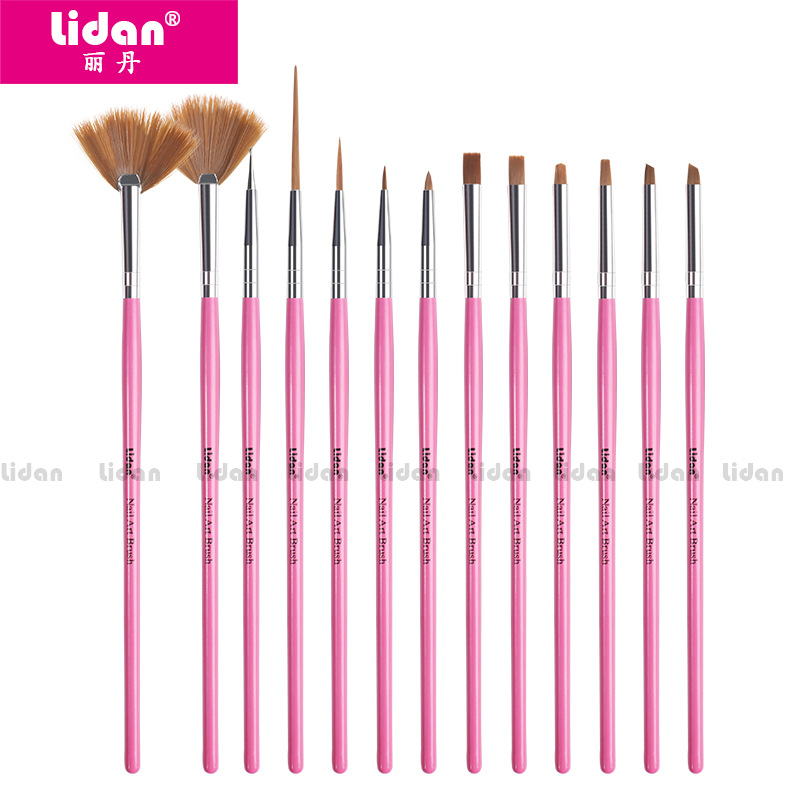 Direct sales of Lidan nail Brush Set, 13-piece powder rod set, nail brush Phototherapy color painting brush set details Picture
