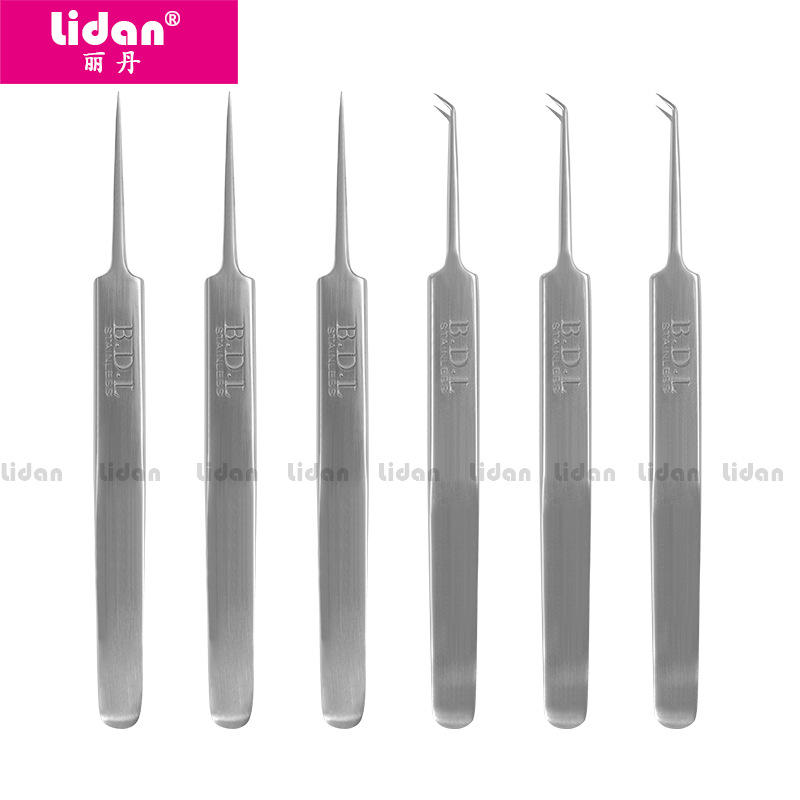 Lidan Nail Art stainless steel tweezers, highly precise anti-static tweezers, drill extraction and eyelash extension tools, multi-purpose details Picture