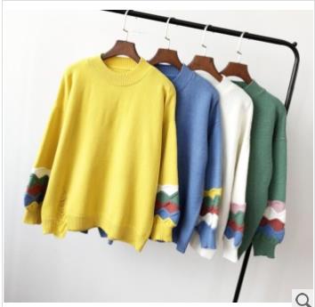 New winter women's top super red sweater lazy loose bottom sweater