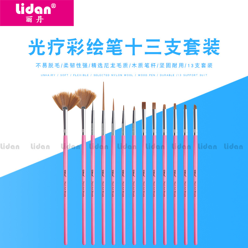 Direct sales of Lidan nail Brush Set, 13-piece powder rod set, nail brush Phototherapy color painting brush set