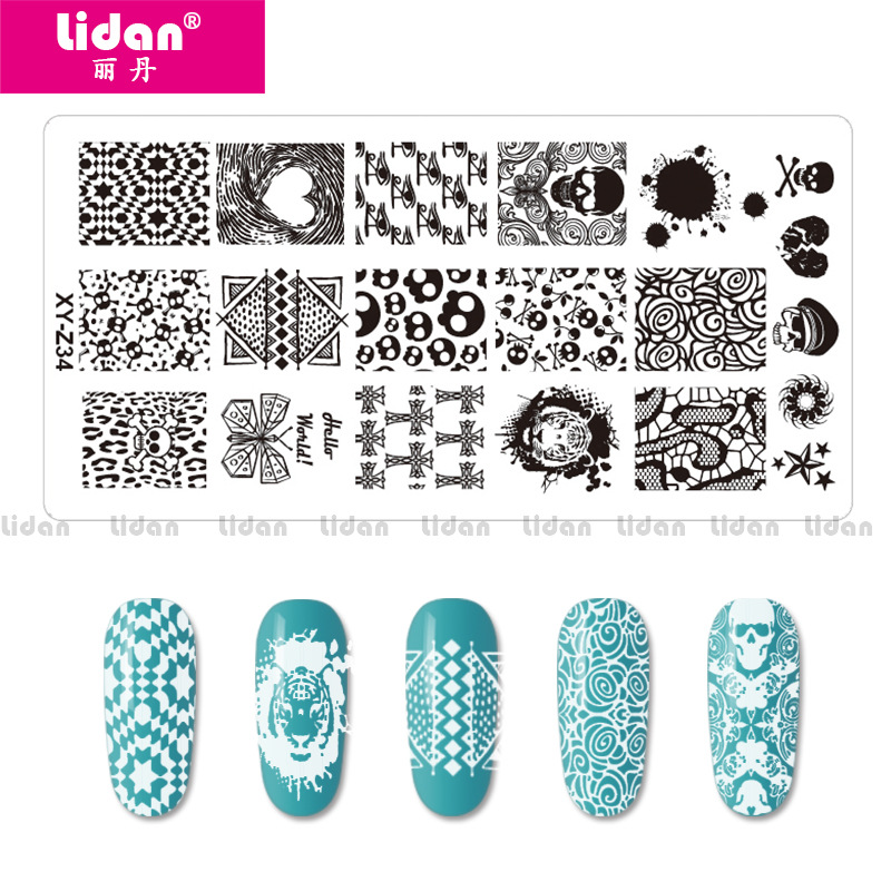 LIDAN Nail Art print Template Blue Film painted steel Plate DIY Print Seal Tool XY Series 16 models Application Scenario