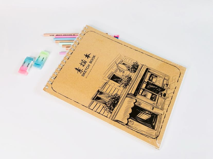 纤客A4牛皮上翻素描本 工程绘图 儿童涂鸦 小学生画画本 空白本子细节图