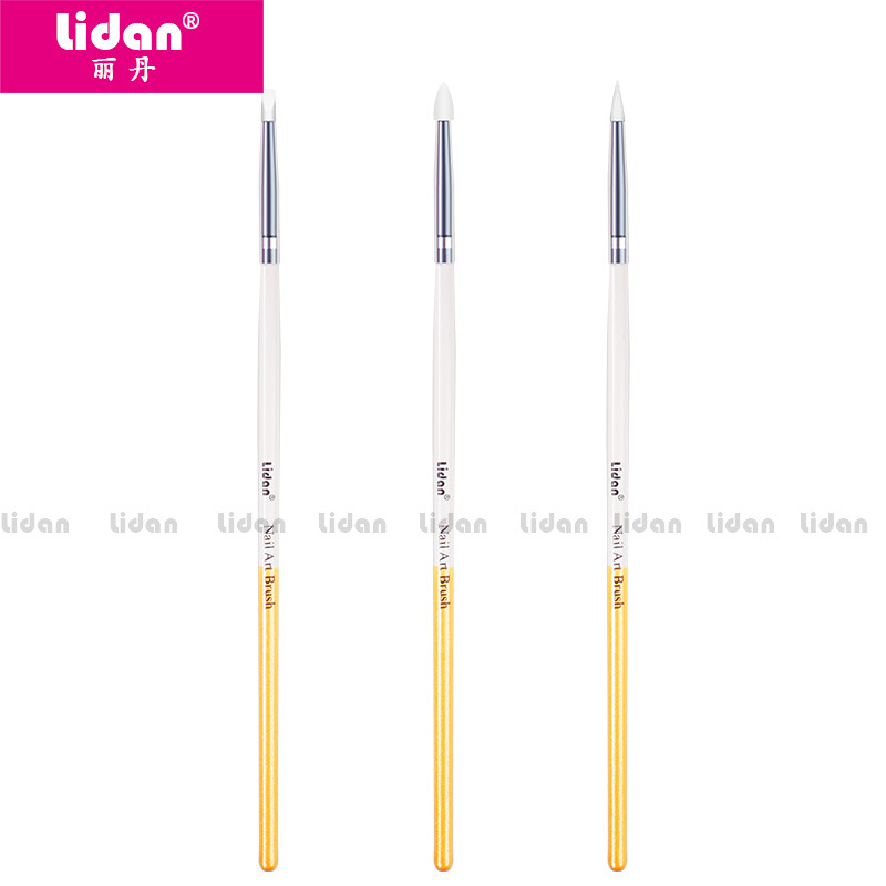 Lidan's new 3-piece nail pen set, featuring silicone pens, hollowed-out, engraved and embossed nail pens, and soft rubber nail pens details Picture