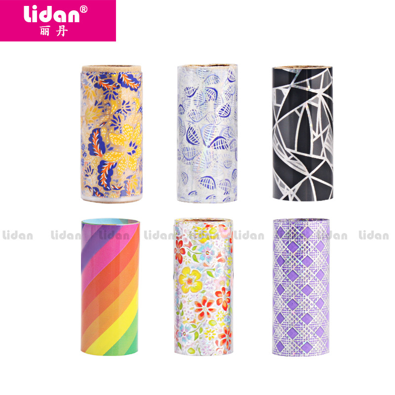 LIDAN Nail Art 6PCS Starry Sky Paper Set DIY Heat Transfer Nail Stickers Laser Phantom Starry Sky Stickers Specification image