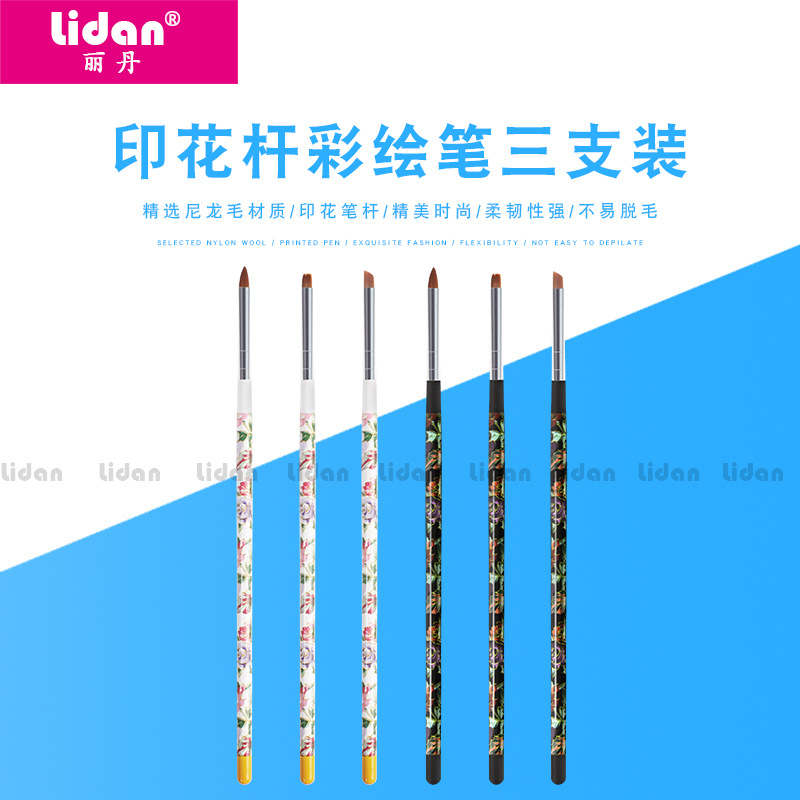 Lidan Nail Art Brush set, 3-piece printing stick, Crystal Light therapy Painting Pen set, nail art painting tools
