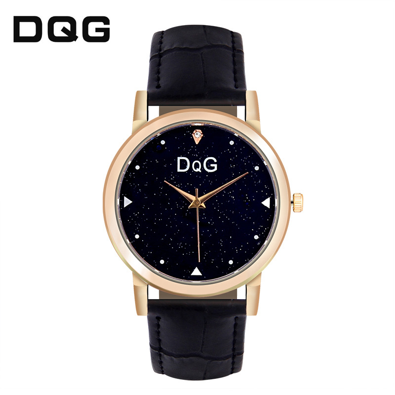 ساعة أزياء كلاسيكية من الزجاج الازرق الزجاجي من طراز DQG في سماء النجوم details Picture