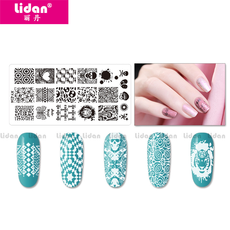 LIDAN Nail Art print Template Blue Film painted steel Plate DIY Print Seal Tool XY Series 16 models details Picture
