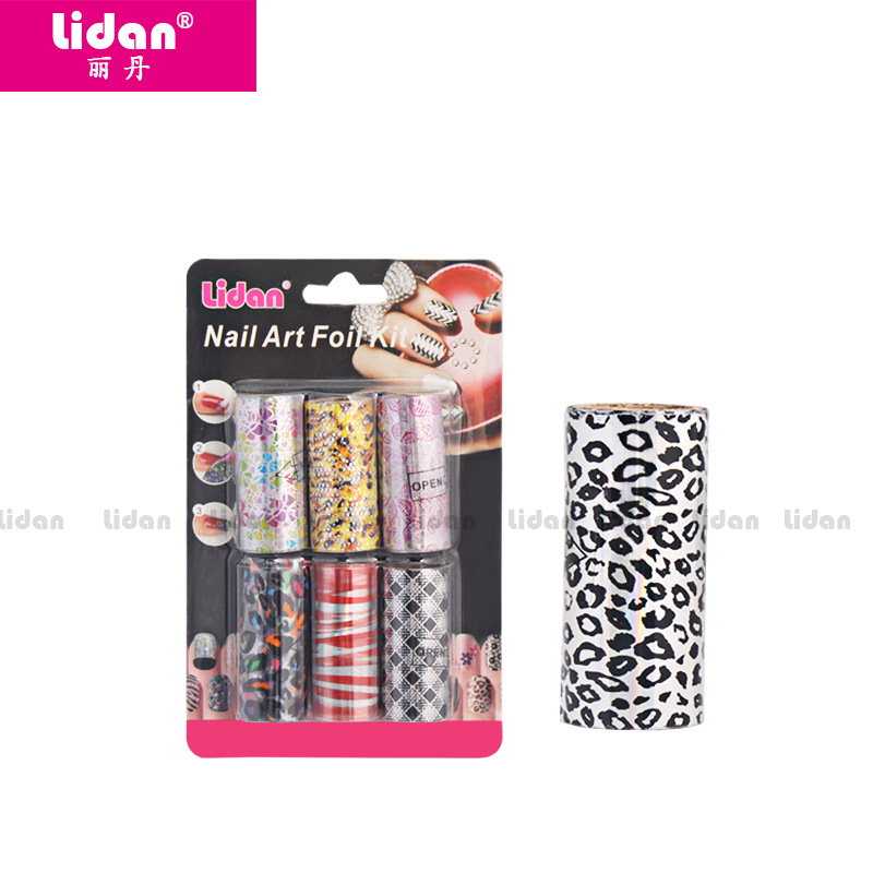 LIDAN Nail Art 6PCS Starry Sky Paper Set DIY Heat Transfer Nail Stickers Laser Phantom Starry Sky Stickers details Picture