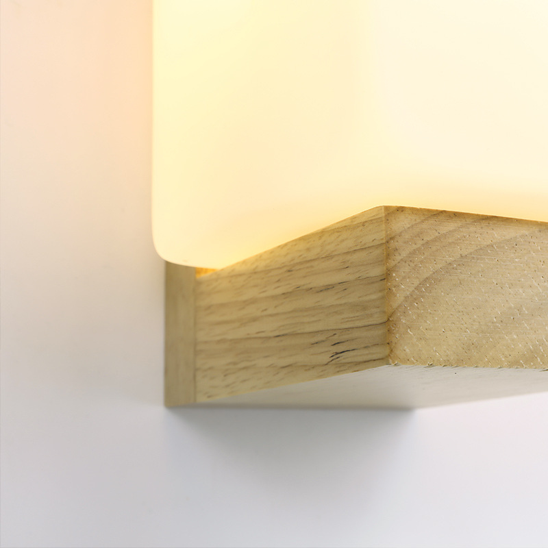 Bedside lamp solid wood balcony corridor corridor light creative contracted living room dining room log LED wall light