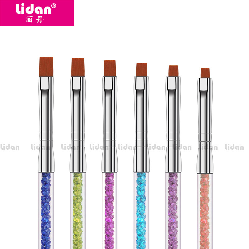 Lidan Nail Art Brush 6-piece set, multi-functional crystal light therapy two-in-one brush, available in 6 colors Specification image
