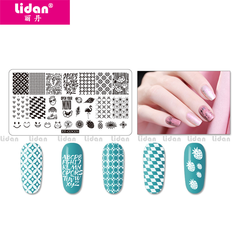 Lidan Nail Art Printing Template DIY Nail Painting Rectangular Steel Plate Nail Art printing Seal Tools 14 types details Picture