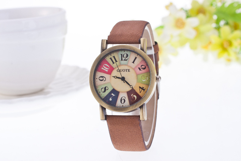 爆款潮流时尚女生女表学生复古披萨数字小巧小清新手表