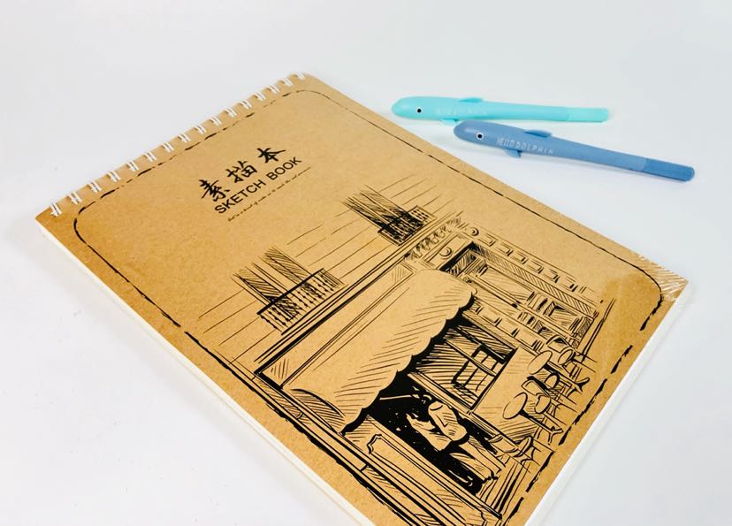 纤客A4牛皮上翻素描本 工程绘图 儿童涂鸦 小学生画画本 空白本子