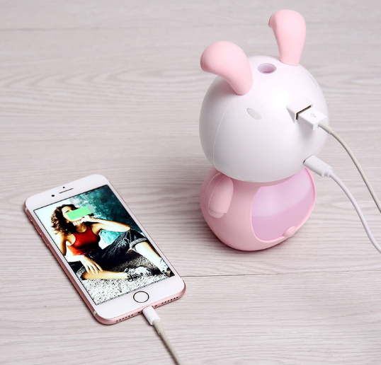 Nuevo humidificador moe ba rabbit USB desktop vehicle mini humidificador de luz nocturna pequeña colorido Specification image