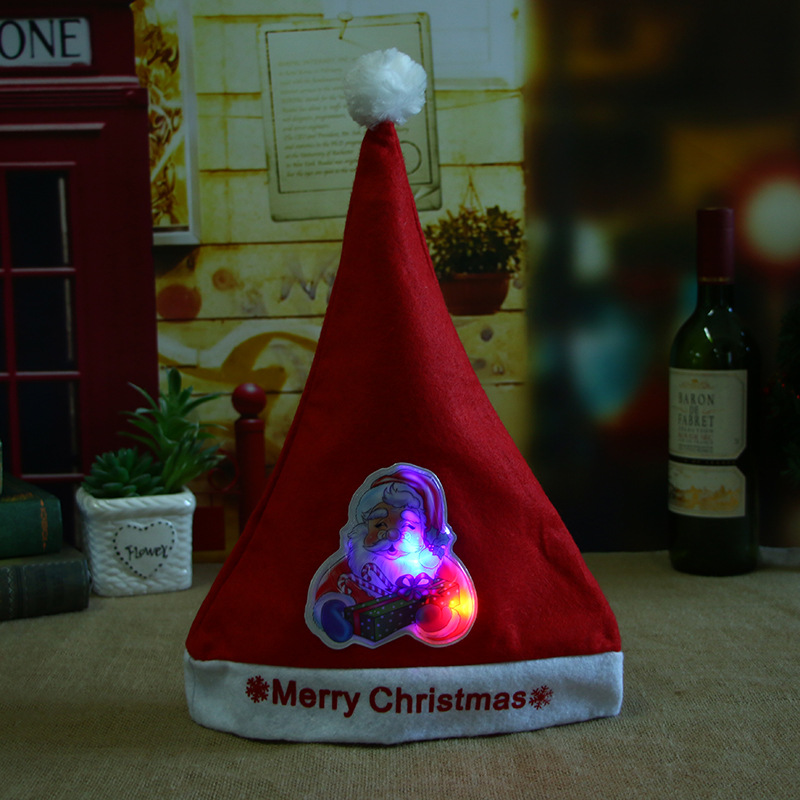 圣诞装饰品节日布置装饰用品发光头饰带灯圣诞帽