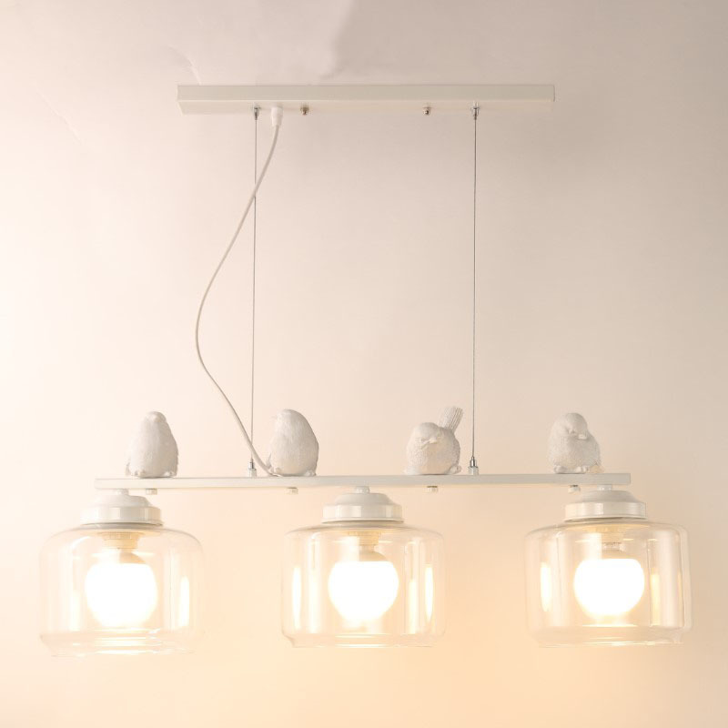Modern and simple dining room, bedroom, study, American-style personalized bar counter, 3 bird-shaped resin glass chandelier Application Scenario