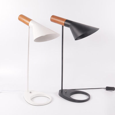 Simple modern art wood grain black and white small desk lamp upper and lower adjustment eye protection LED desk lamp