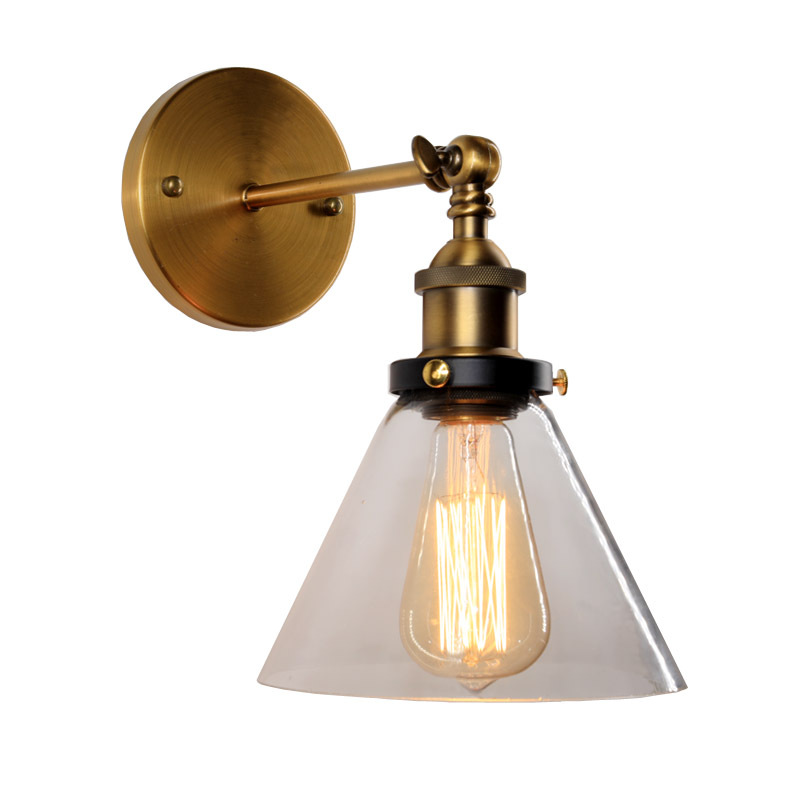 American-style loft bar counter wall lamp, industrial-style dining room bedroom, simple and retro glass wall lamp details Picture