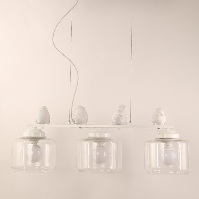 Modern and simple dining room, bedroom, study, American-style personalized bar counter, 3 bird-shaped resin glass chandelier details Picture