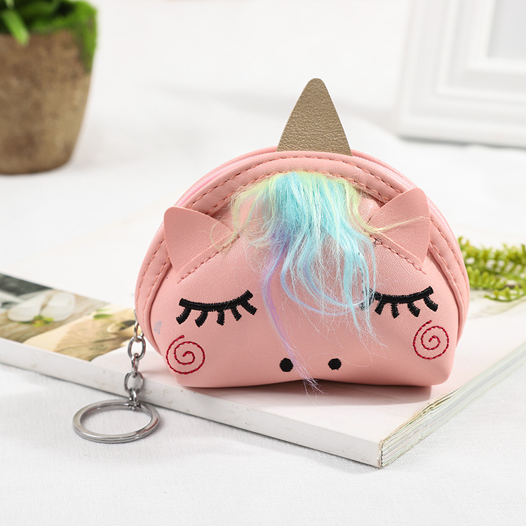 Hot-selling cartoon personality rainbow unicorn PU leather bag, coin purse, children's small bag, multi-color wholesale Specification image