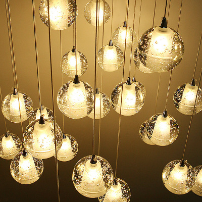 Modern simple creative design of glass spherical sky meteor chandelier