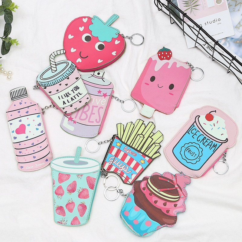 Urban mini and cute PU small coin wallet, Korean simple and fresh cartoon coin card case coin bag wholesale
