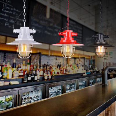 Retro bar warehouse lamps creative personality single head iron ore chandelier zhongshan