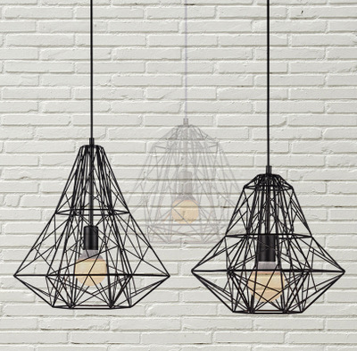 Nordic retro creative and personalized bedroom, dining room, corridor, irregular-shaped diamond iron birdcage chandelier full figure