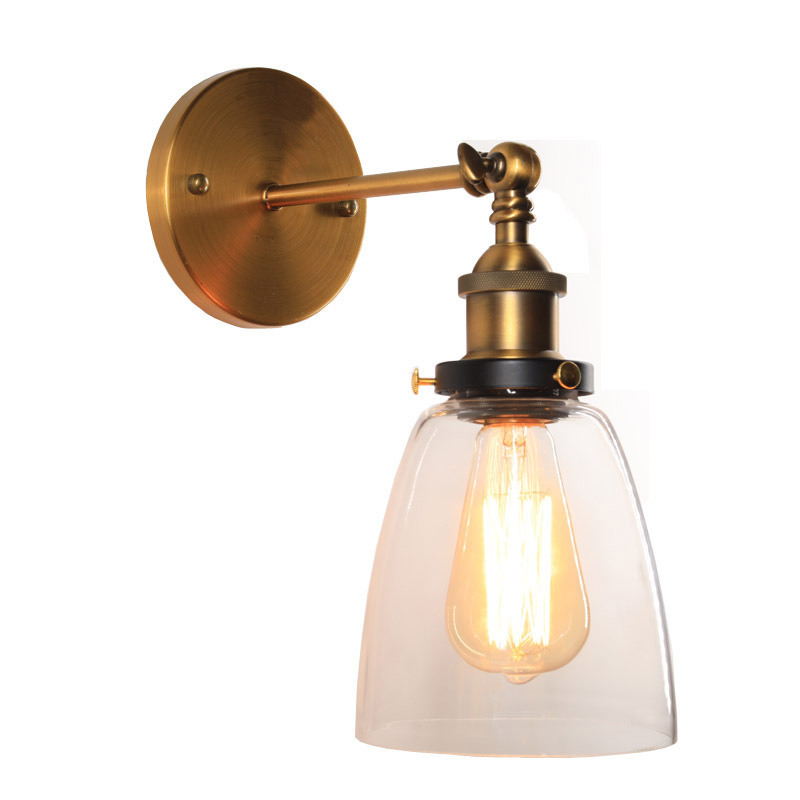 American-style loft bar counter wall lamp, industrial-style dining room bedroom, simple and retro glass wall lamp Specification drawing