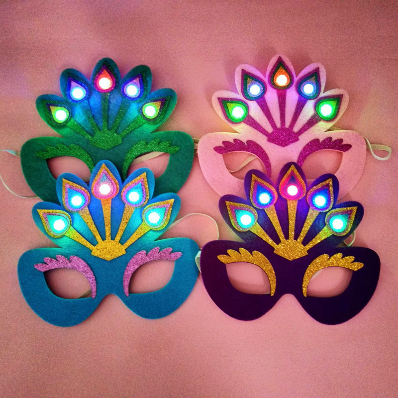孔雀面具 发光面具 派对聚会 舞会面具