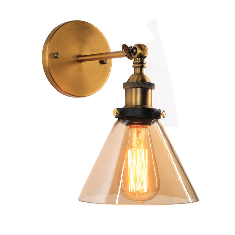 American-style loft bar counter wall lamp, industrial-style dining room bedroom, simple and retro glass wall lamp full figure