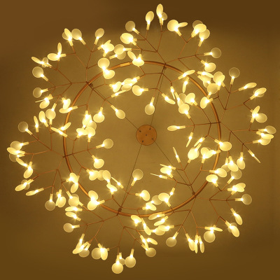Post-modern living room Nordic creative iron sakura chandelier lighting firefly ring chandelier