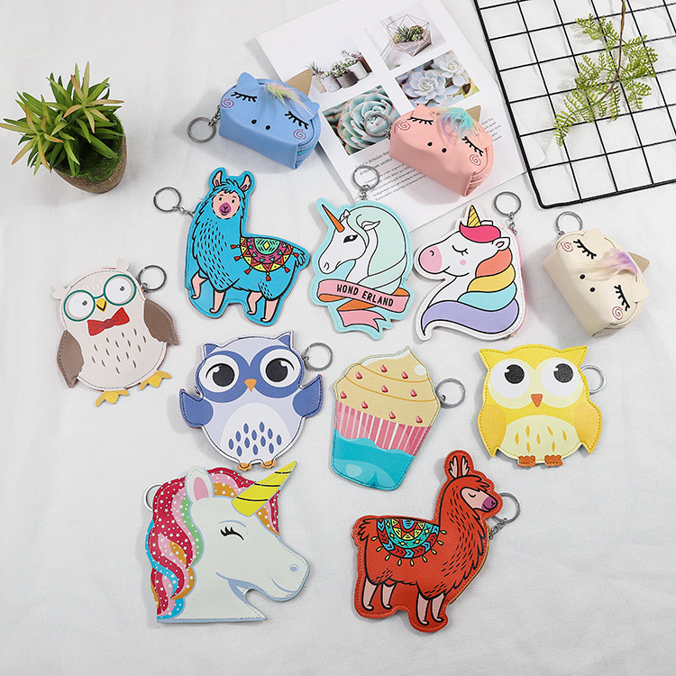 Hot-selling new children's cartoon two-piece material coin purse, printed PU leather coin key small bag manufacturer wholesale