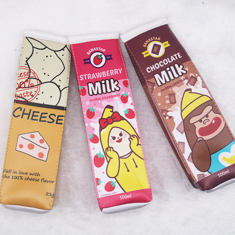 韩版可爱笔袋趣味仿真牛奶笔袋卡通 创意广告文具收纳袋厂家直销详情图1