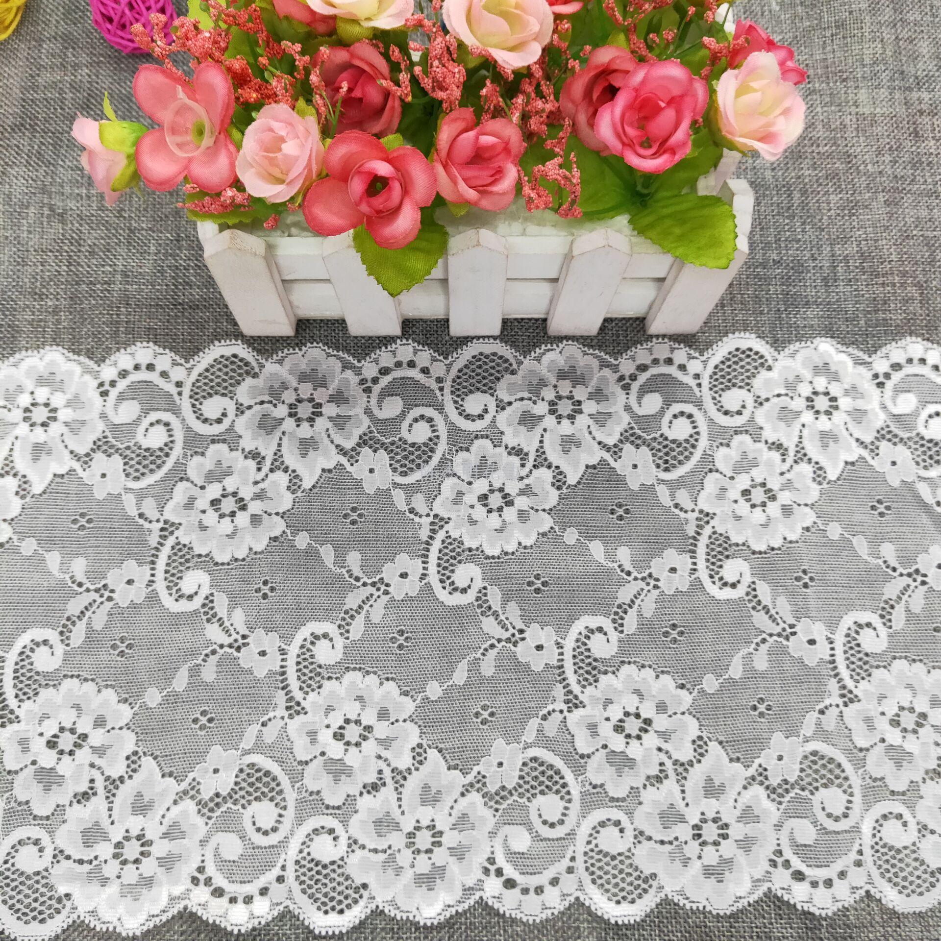 Handmade diy baby clothes fabric with delicate elastic lace trim details Picture