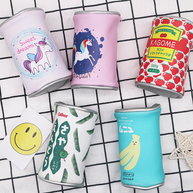 Factory direct sales of new creative animal and fruit pattern cute cylindrical coin purses, cosmetic bags, pen cases and storage bags