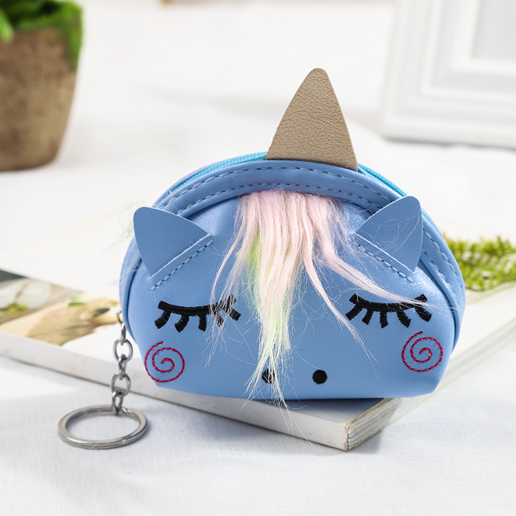 Hot-selling cartoon personality rainbow unicorn PU leather bag, coin purse, children's small bag, multi-color wholesale details Picture