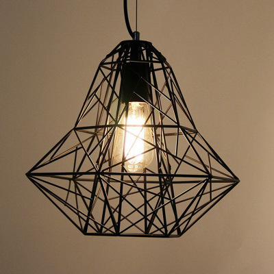 Nordic retro creative and personalized bedroom, dining room, corridor, irregular-shaped diamond iron birdcage chandelier Specification drawing