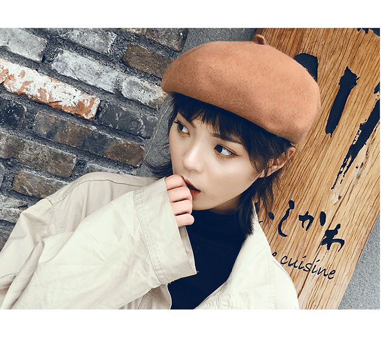 Beret day hat, versatile hat, woollen, bud hat, painter hat, English pumpkin hat thumbnail