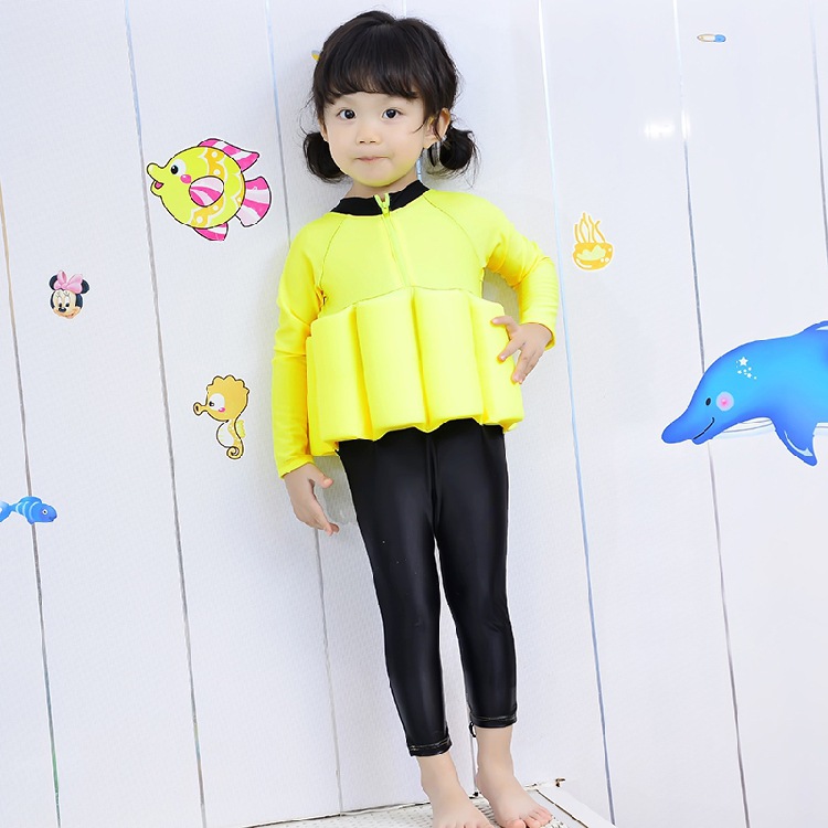 New baby buoyancy swimsuit one piece long sleeves long pants warm swimsuit baby swimsuit details Picture