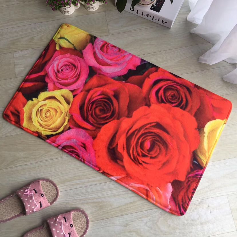 New printed flower series carpet bedroom living room door mat floor mat foot non-slip mat thumbnail