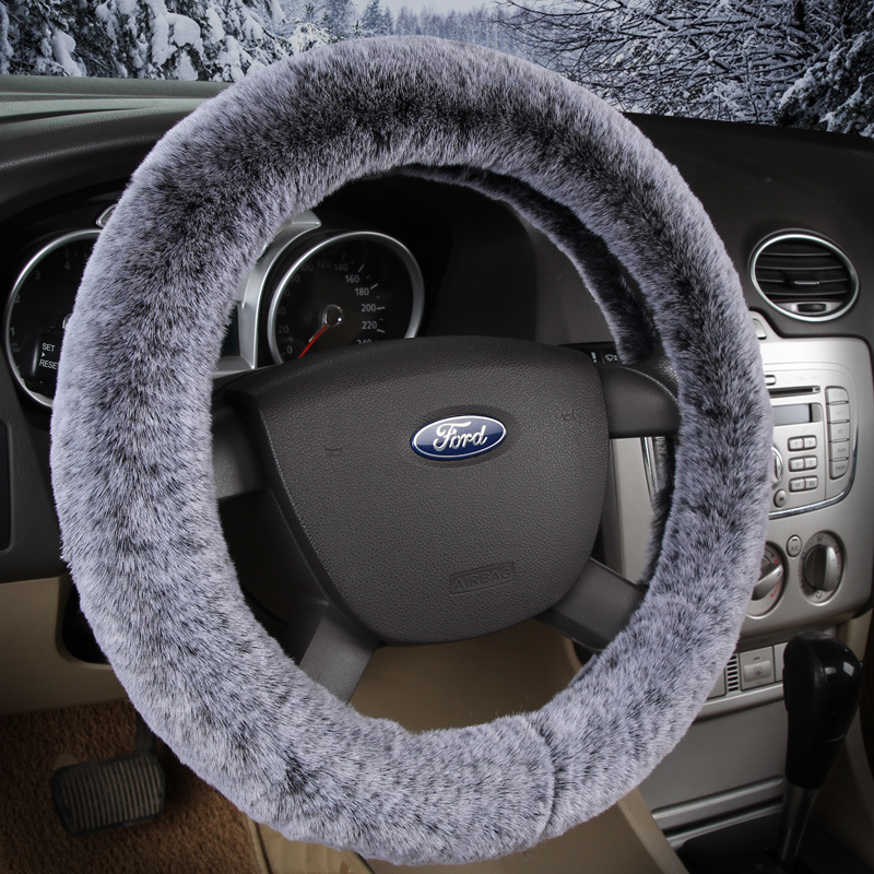 冬季雪狐毛绒汽车方向盘套通用汽车方向盘套防冻保暖方向盘套批发