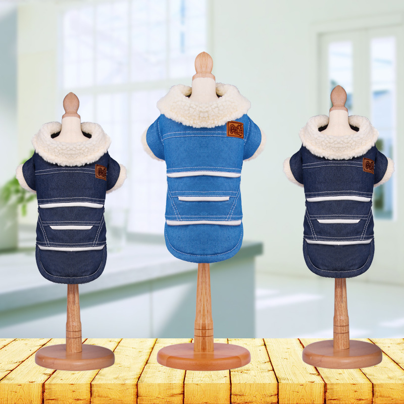 厂家直销 17秋冬新款宠物衣服 牛仔狗狗衣服 宠物服装 泰迪棉衣