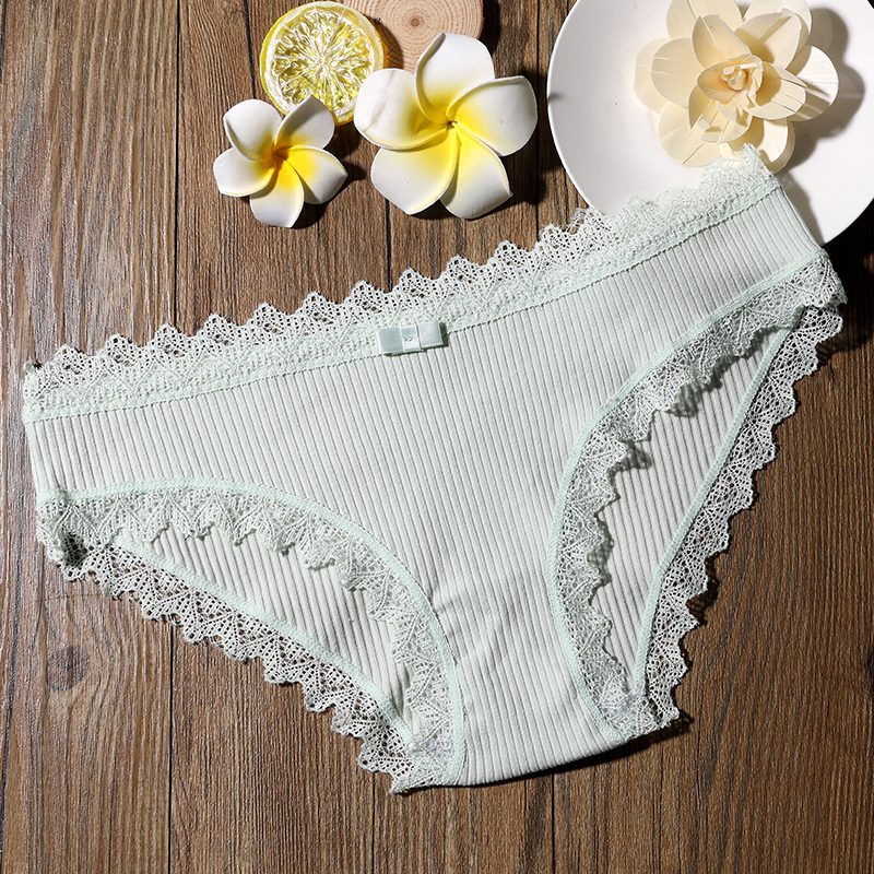 Cotton Women's Panties Ribbed Lace Triangle Bottoms Sexy Cotton File Specification drawing