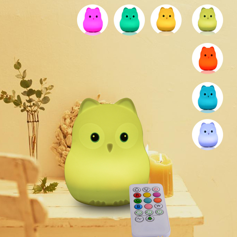 Medium bird silica gel lamp patting discolored light seven color change small night lamp bedside lamp