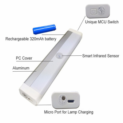 Aisle lamp Body induction lamp embedded intelligent cabinet lamp magnetic stripe cabinet lamp full figure