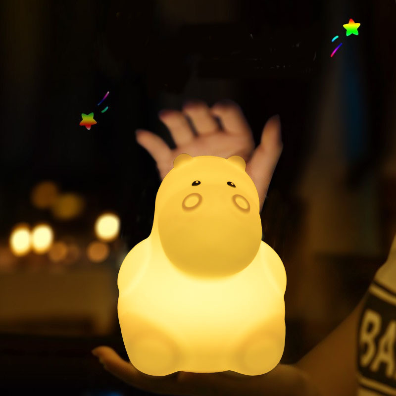 Middle hippopotamus pat color lamp bedside small night light portable silica gel lamp manufacturers spot direct sale